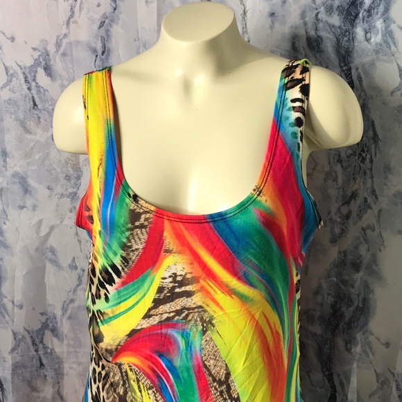 love J t-shirt dress beach tank stretch dress abstract colors XL - Picture 2 of 7